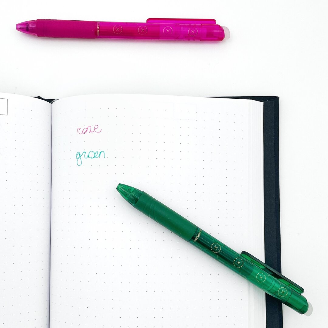 Radierbare Stifte – 2er-Set Grün und Pink