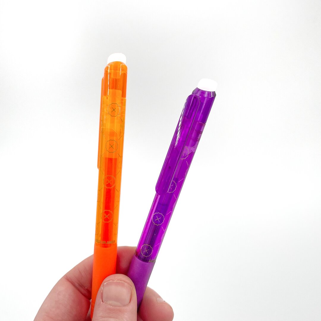 Radierbare Stifte – 2er-Set Orange und Lila