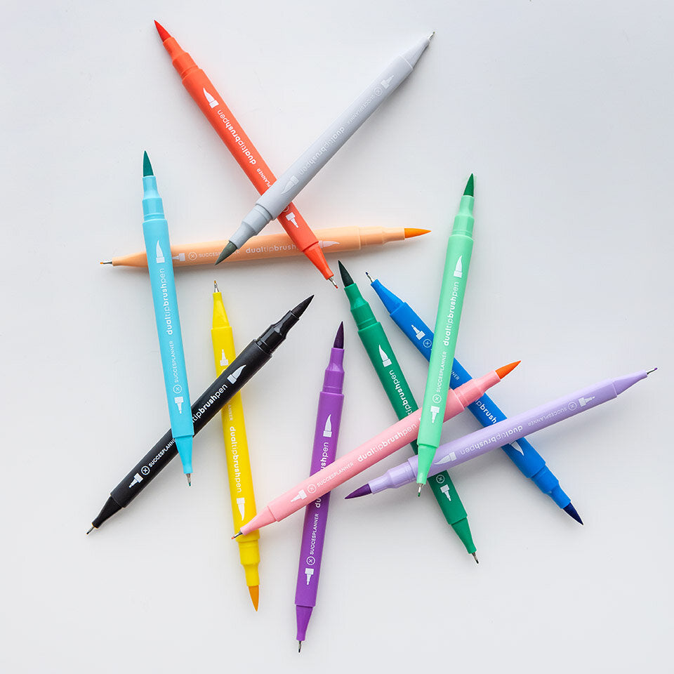 Brushpens mit Fineliner – 12er-Set