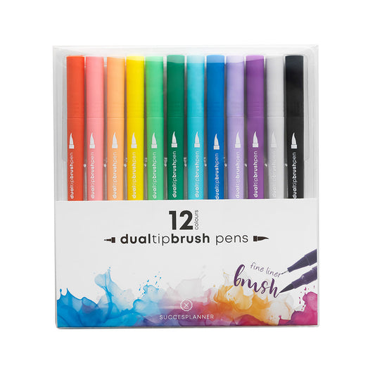 Brushpens mit Fineliner – 12er-Set